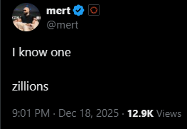 Mert on X: I know one / zillions