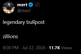 Mert on X: legendary bullpost / zillions