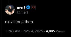 Mert on X: ok zillions then
